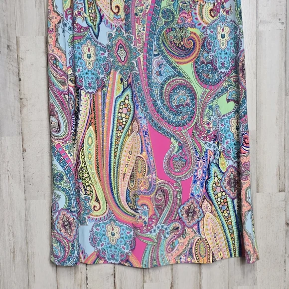 Tommy Hilfiger Sleeveless Knee Length Shift Dress Size 8 Spring Summer Paisley - Picture 3 of 11